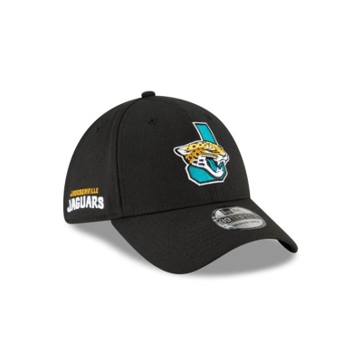 Black Jacksonville Jaguars Hat - New Era NFL Logo Mix 39THIRTY Stretch Fit Caps USA3927061